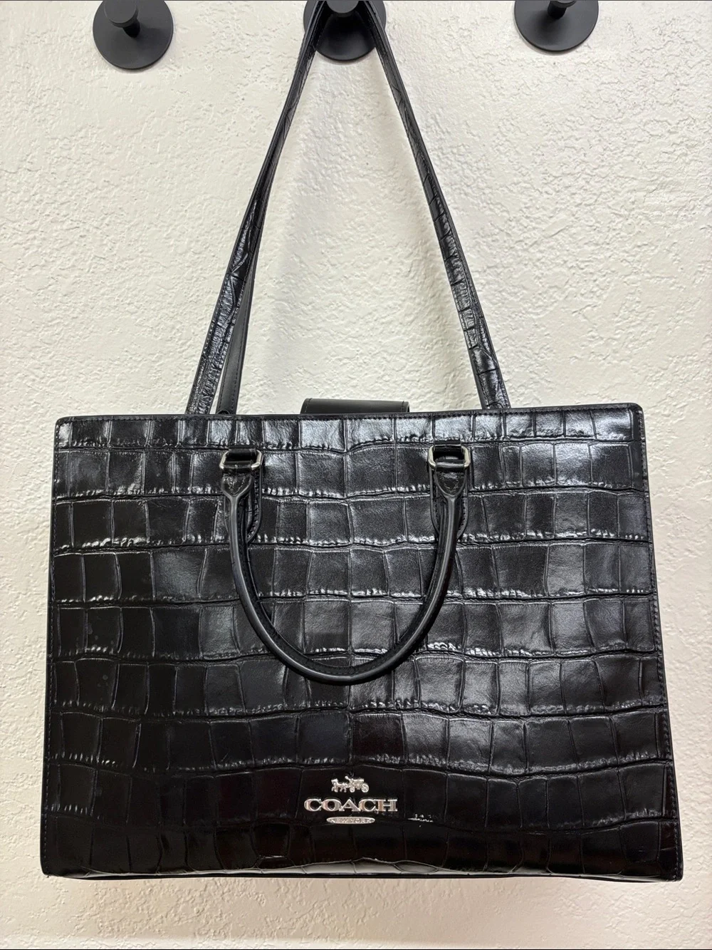 Coach Maggie tote bag Black Croc-Embossed Leather